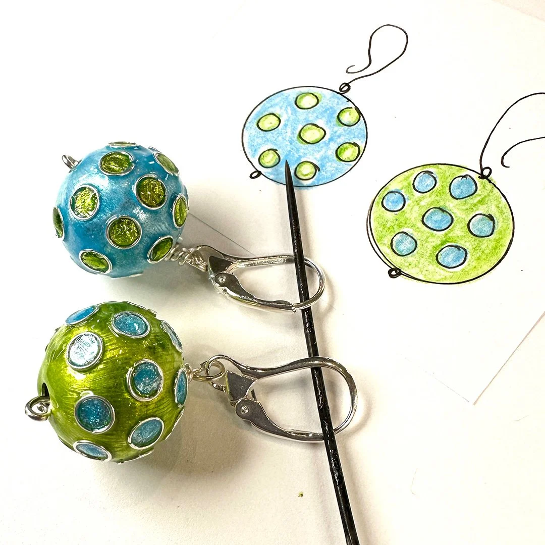 Enameled Silver Beads