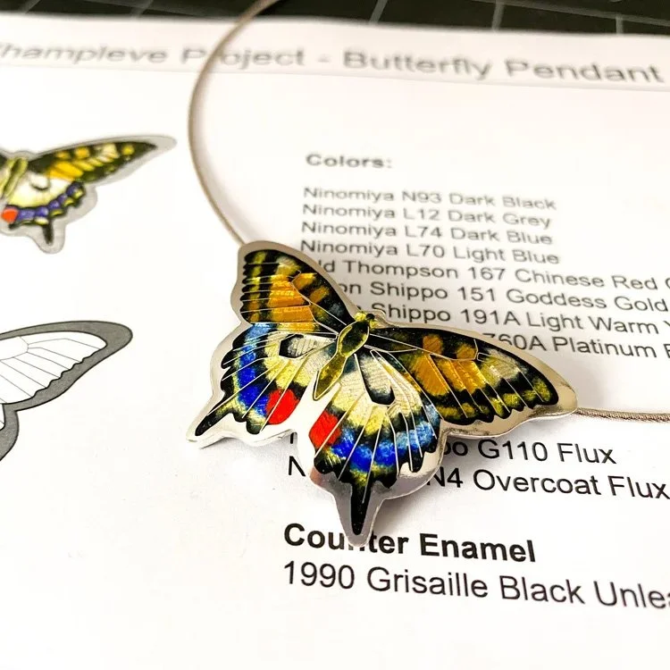 Champleve Butterfly Pendant