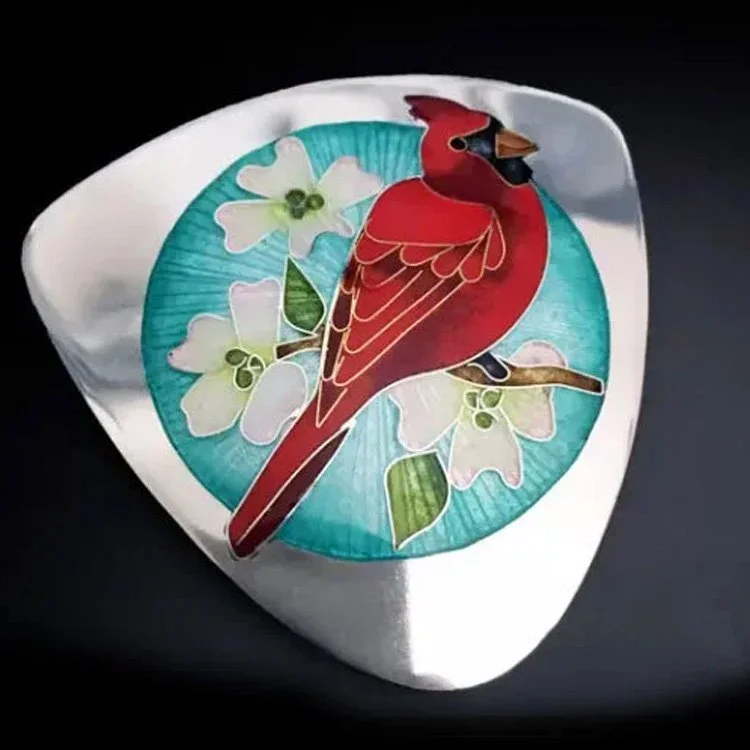 Champleve Cardinal Pendant