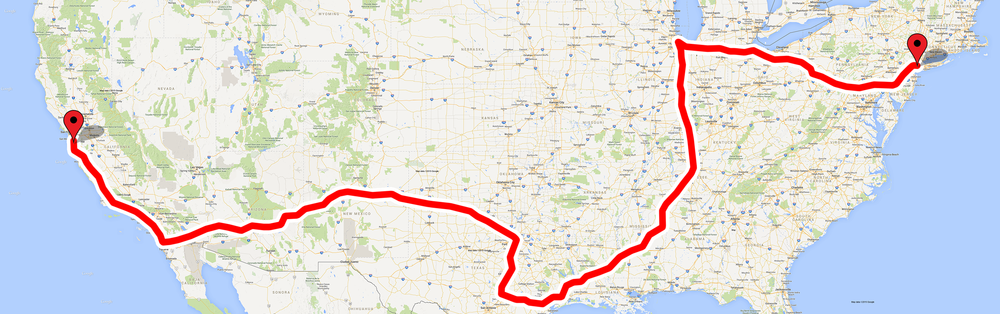 The Route (5,000 miles) from Palo Alto to New York