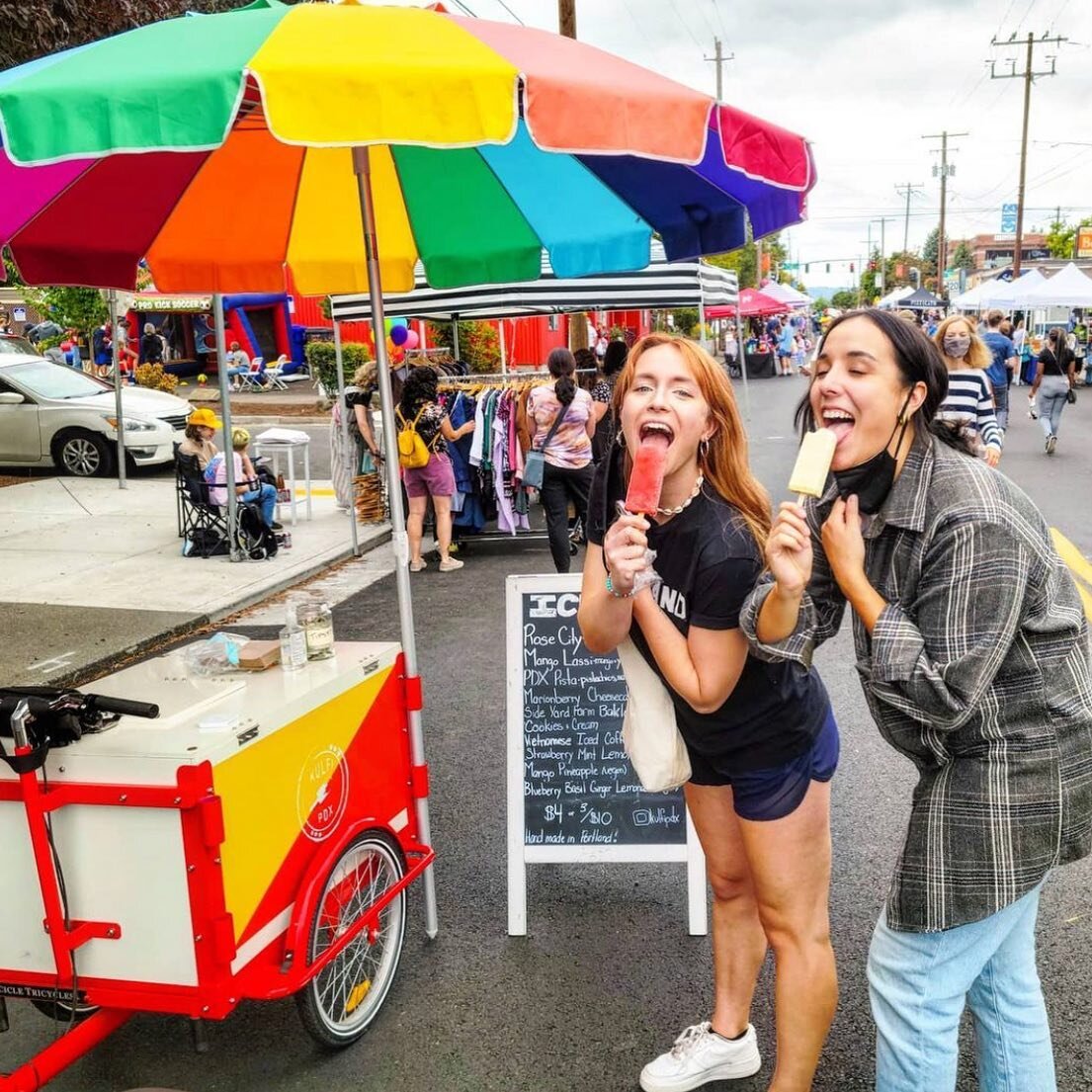 So excited to have @kulfipdx back with us this Sunday! 🌈 Come shop 11-4pm and grab the most delicious ice pops, from our favorite rainbow cart 😊