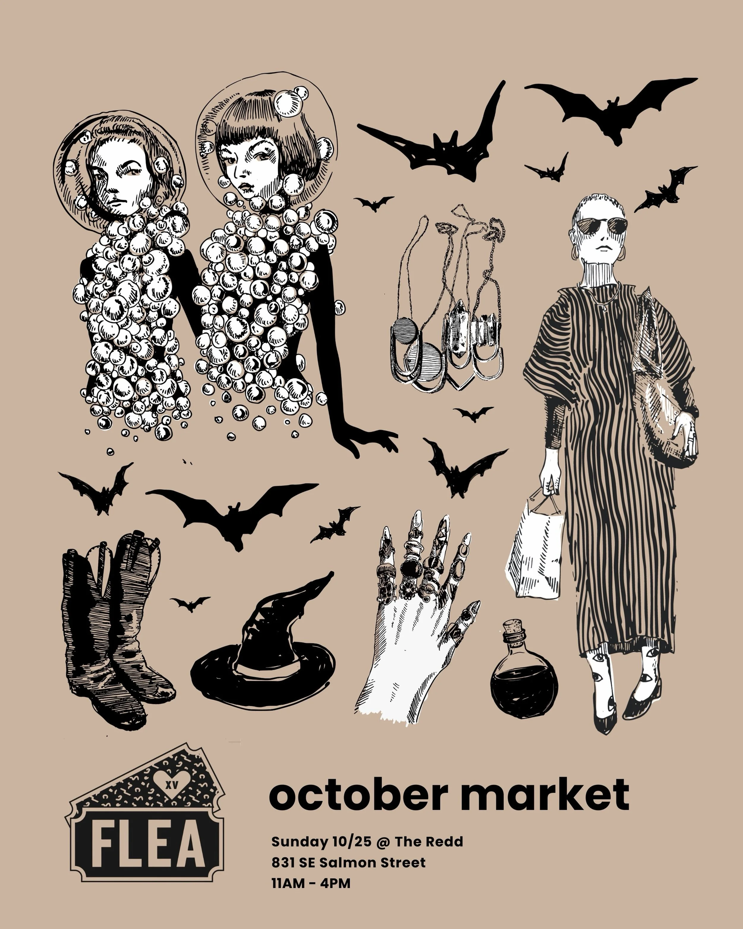 This month = our last REGULAR indoor/outdoor Flea of the season! And since it lands the weekend before Halloween, we&rsquo;re making it a little extra fun!

Costumes are encouraged! So rally the kids, the pals, the pups, and get creative!

Shop from 