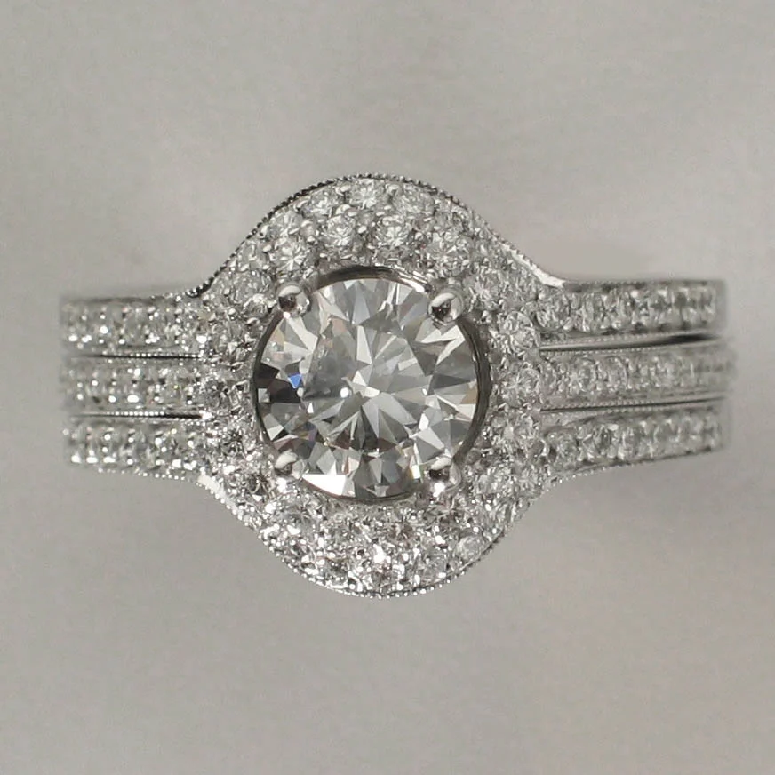 Round Diamond Engagement Ring 18K White Gold with Slide in Band Surrounding it.JPG