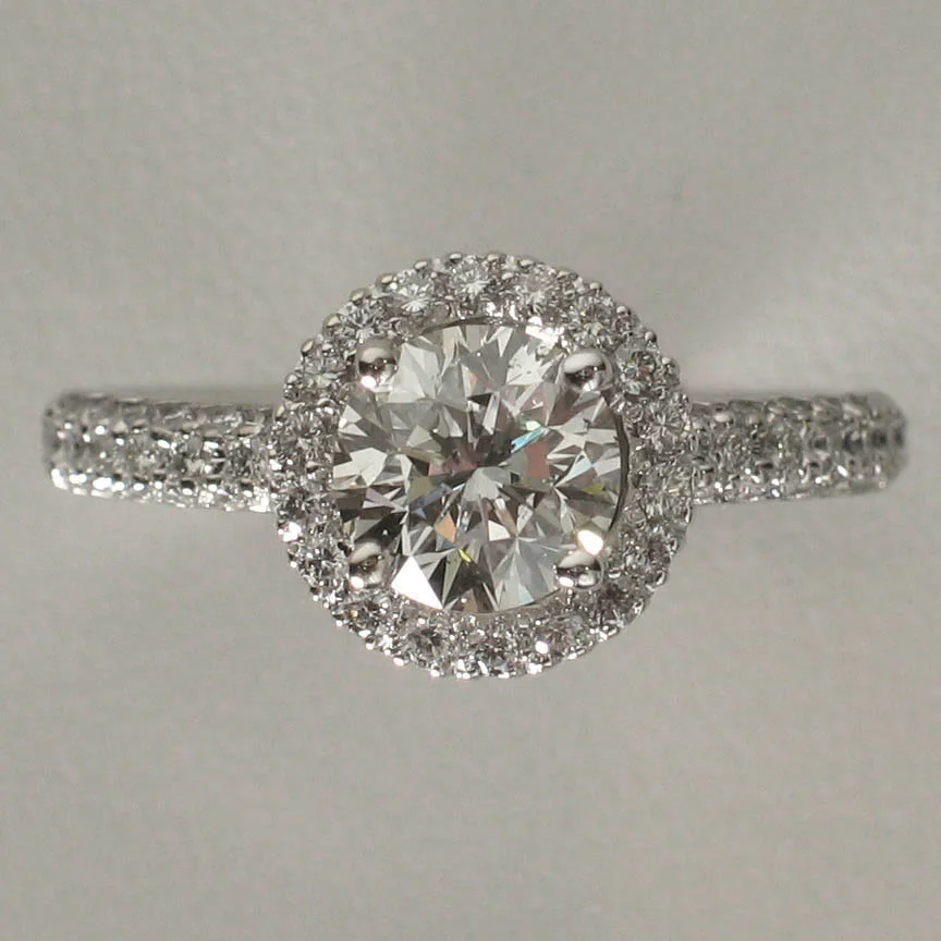 Round Diamond  Engagement Ring Pave Sides 18K White Gold.JPG