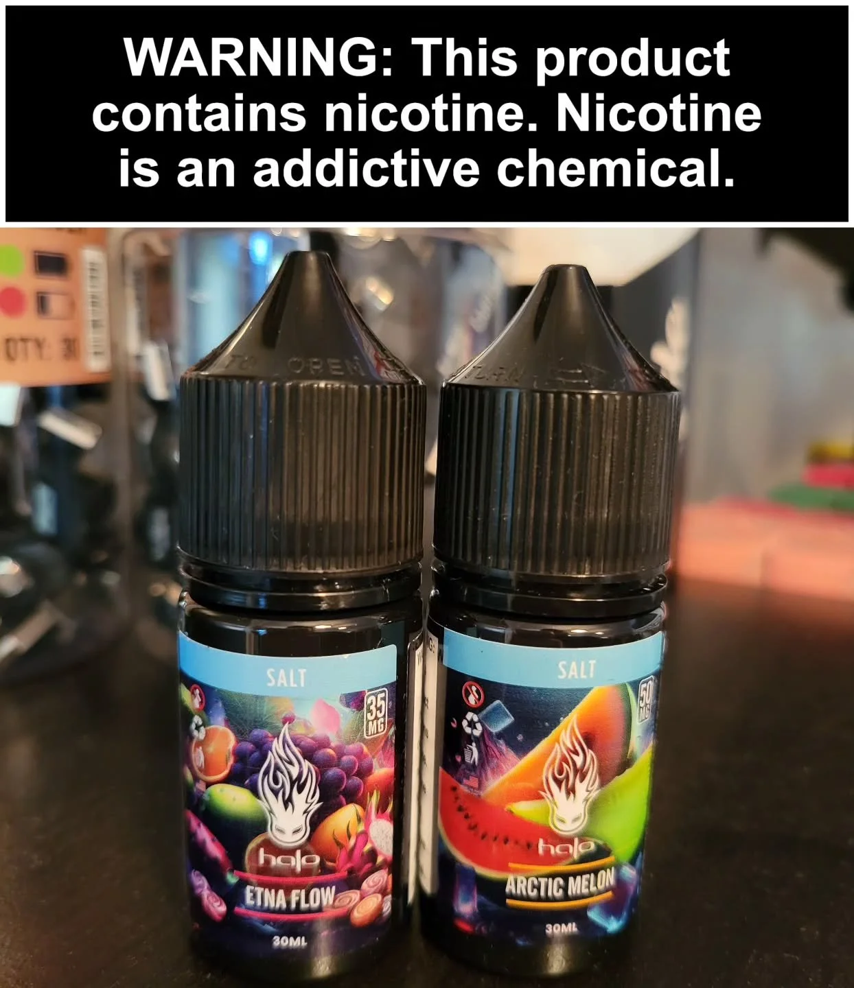 We've got new nic salts at our Doylestown shop! Brand new from our beloved Juice makers from New Jersey, Halo! Etna Flow is a mix of fruit and hard candy with ice. And Arctic Melon is iced watermelon and cantaloupe! Grab a bottle this weekend! #haloe
