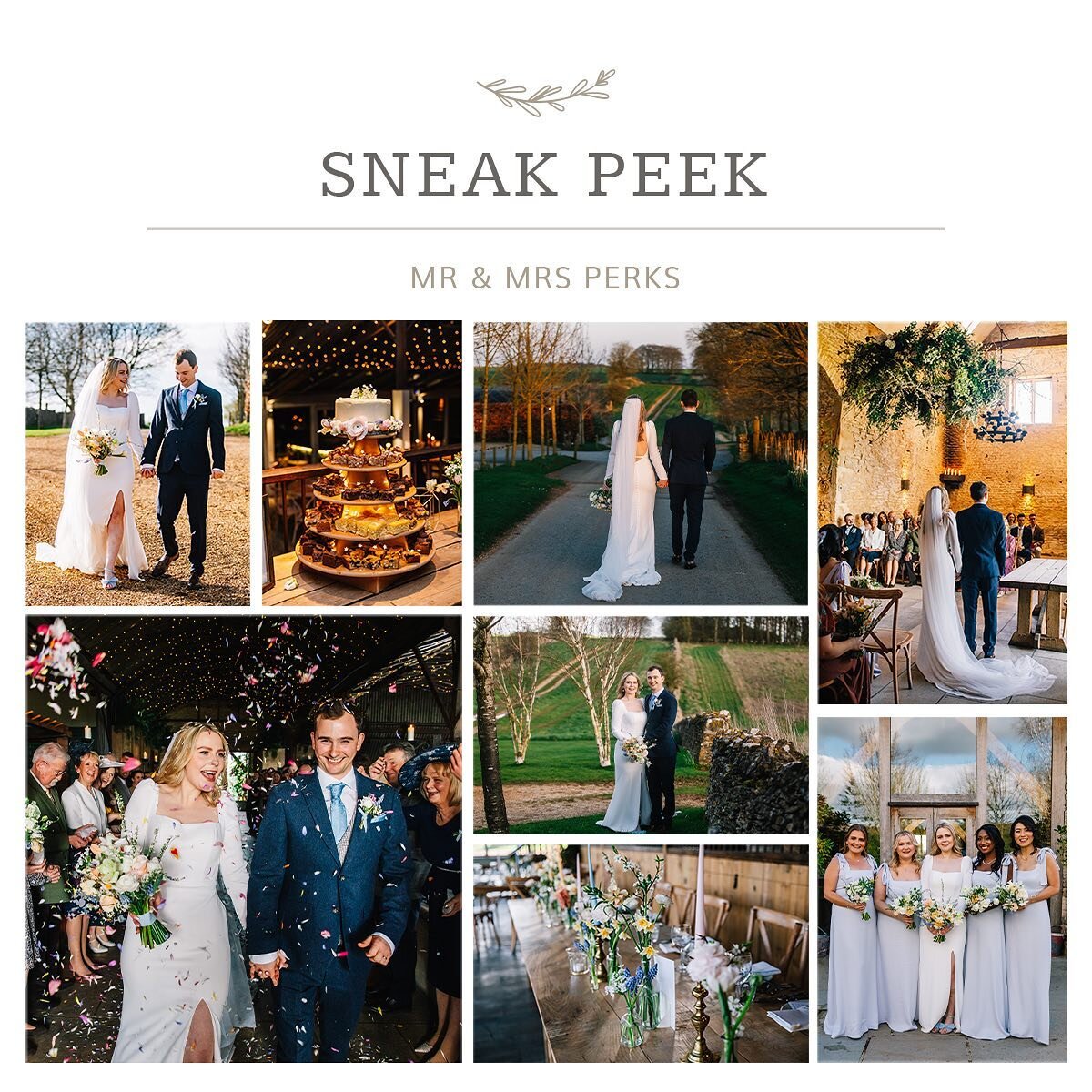 **SNEAK PEEK**
Mr &amp; Mrs Perks

This high school sweetheart couple tied the knot surrounded by their nearest and dearest pals and family. Their wedding day couldn&rsquo;t of been more perfect nestled in the depths of the Cotswolds with twinkling l