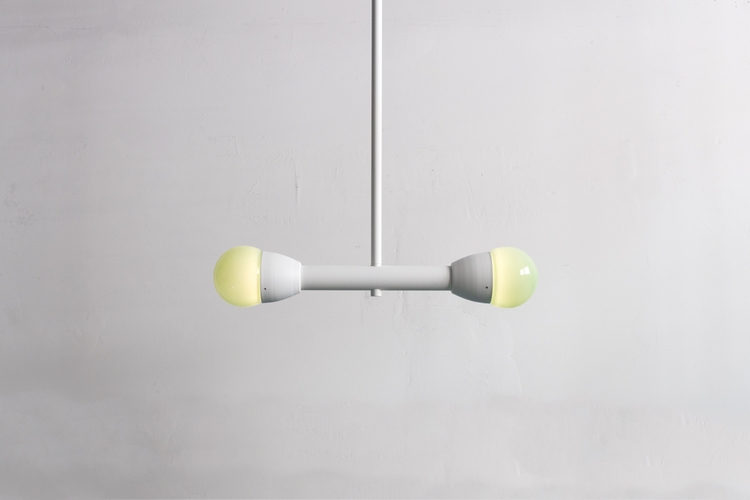 Bora.2 in textured white with opal green globe