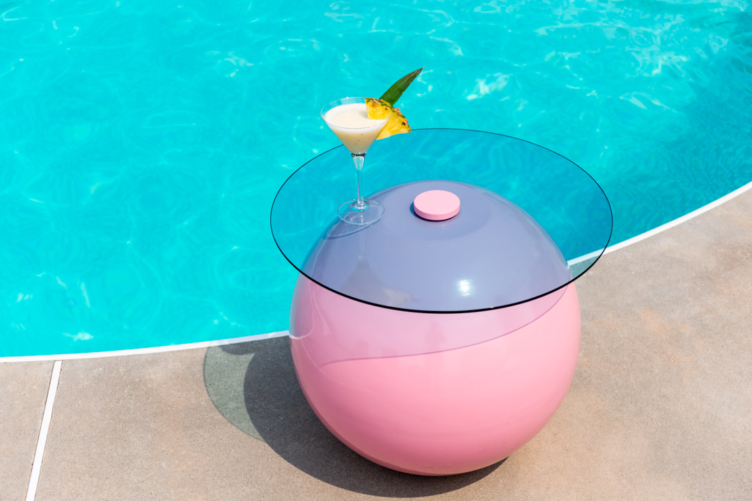Powder pink and blue glass
