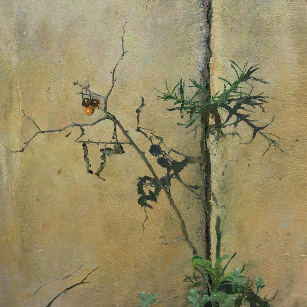 Horsenettle Berries II, 9"x9" oil on wood