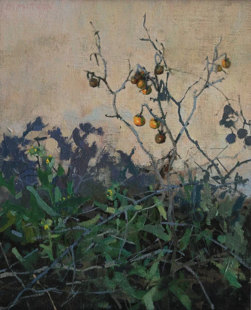 Horsenettle Berries I, 8"x10" Oil on canvas panel