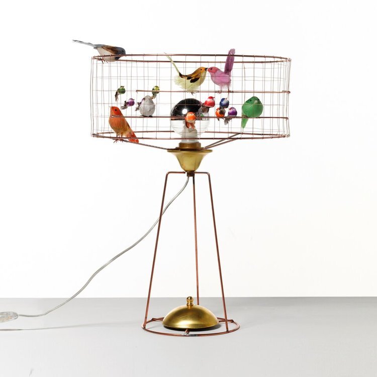 MATHIEU CHALLIERES LAMPE TAMBOUR VOLIERE BIRD LAMP