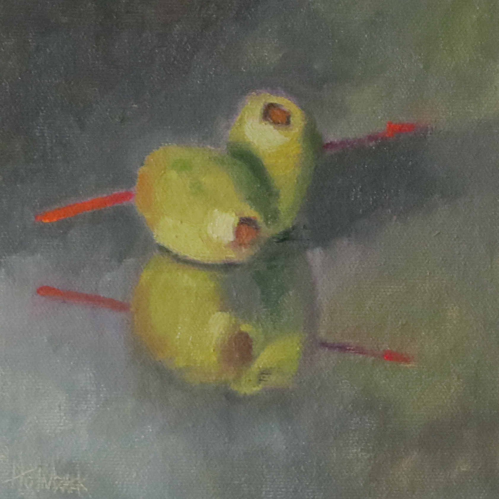 Two Olives, Please  6" x 6"  SOLD