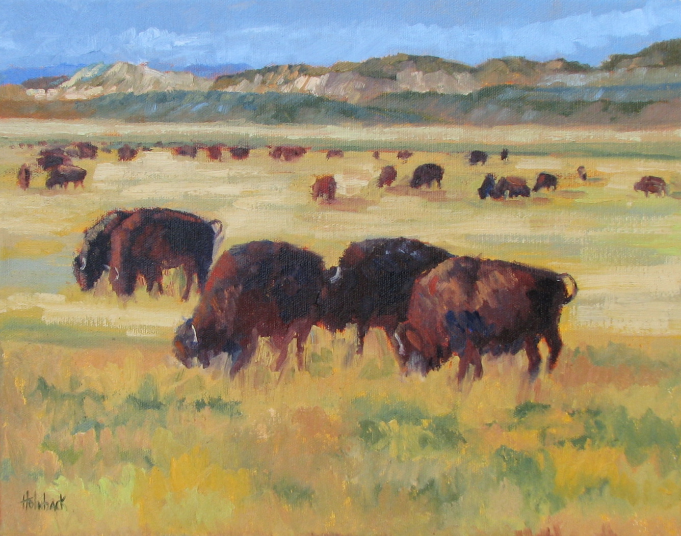 Bison On The Plains  12" x 16"  SOLD