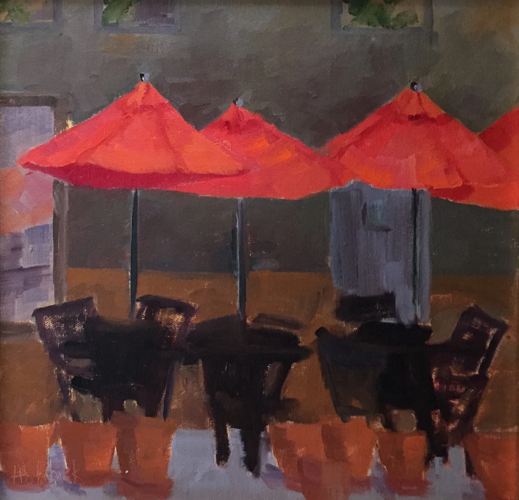 Cafe Umbrellas 12" x 12" SOLD