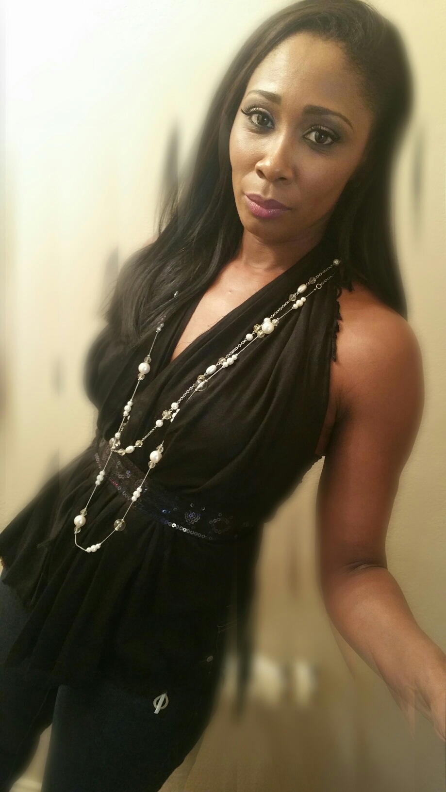 Black Silk Halter Top