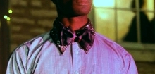Black Leather Bow Tie - "L-Bows"