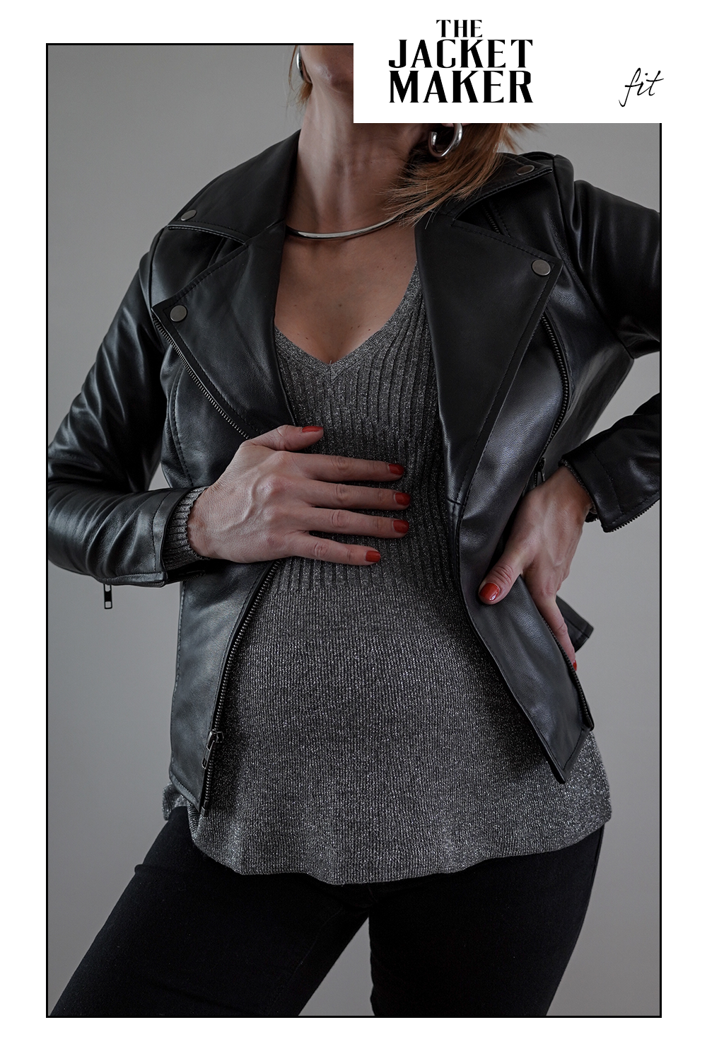  Jessica Ashley shows detailing and fit in The Jacket Maker’s Flashback Jacket in size XS | Womens Leather Jackets | Best leather jackets for women | Leather Jacket Review 