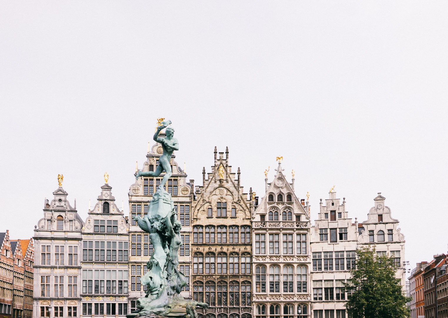 Grote Markt , the town square of Antwerp, is surrounded by guildhalls dated back to medieval. This is the most stunning scene during our Belgium trip. The strong visual through-back.