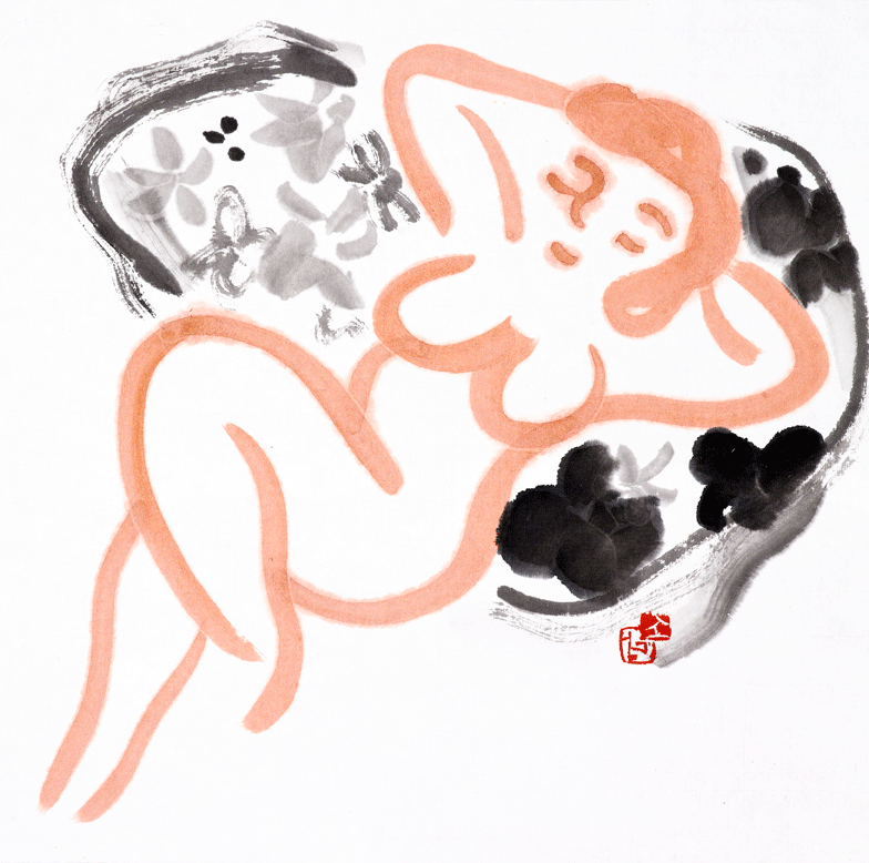 Nude Pink, 34 x 35cm, Chinese ink on Korean paper Hanji, 2010