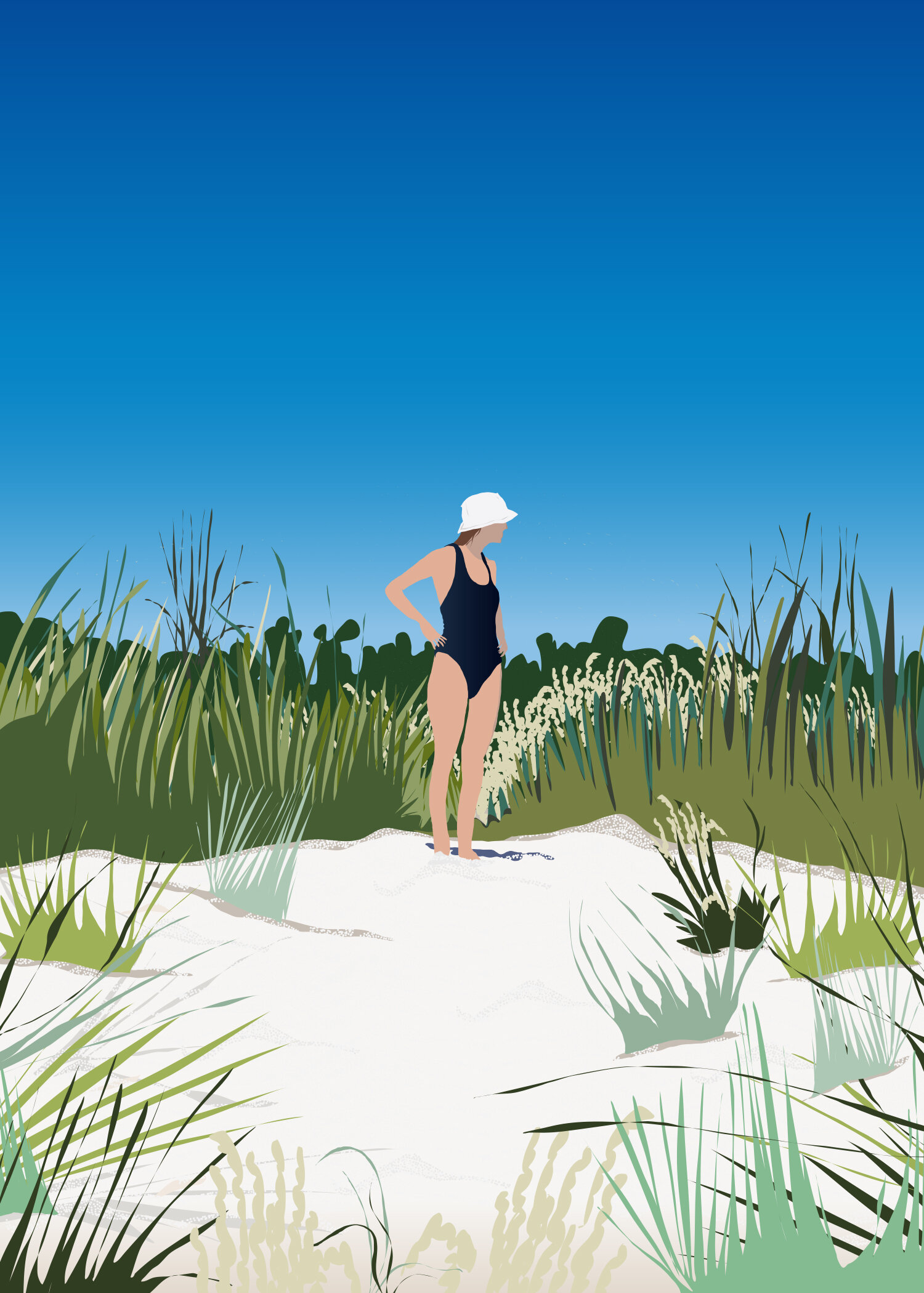 Julia in Ystad. Ystad, Sweden. Digital drawing 2020.