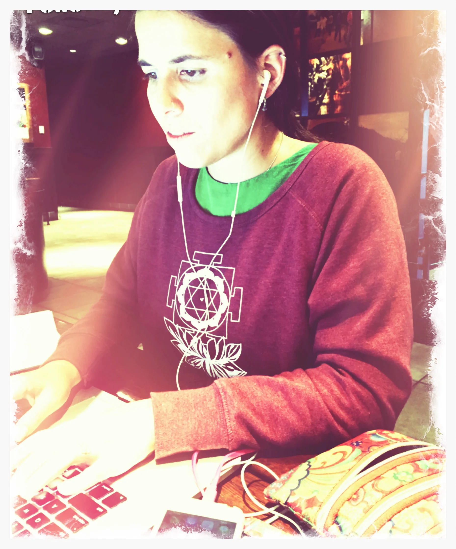 My husband took this picture (at Starbucks), and sent it me as I was working, "Follow your Dhi" made me laugh.