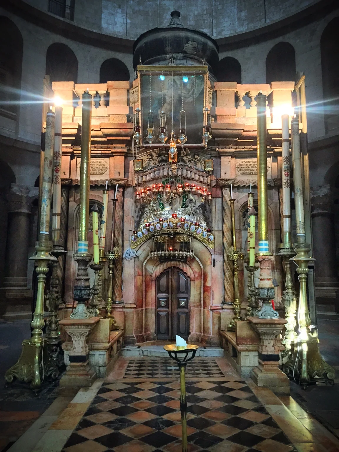 The Aedicule, containing the Angel Stone and the tomb of Jesus.