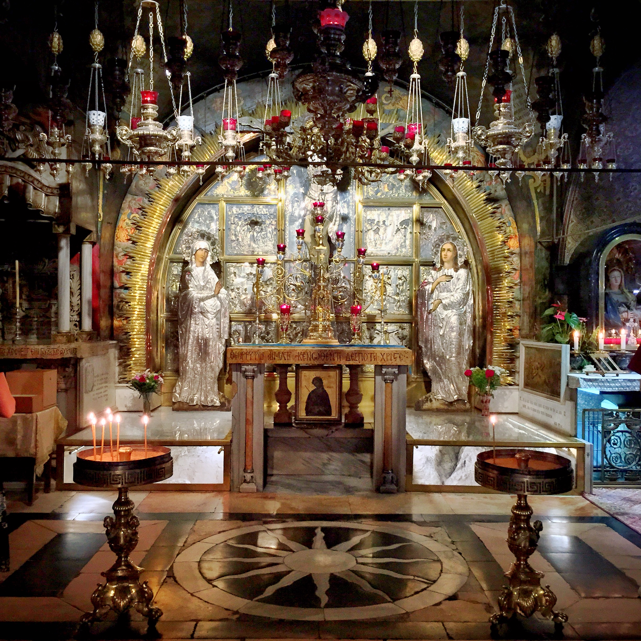 The Altar of the Crucifixion over Golgotha. There's a hole in the altar where you can reach down to touch the rock.