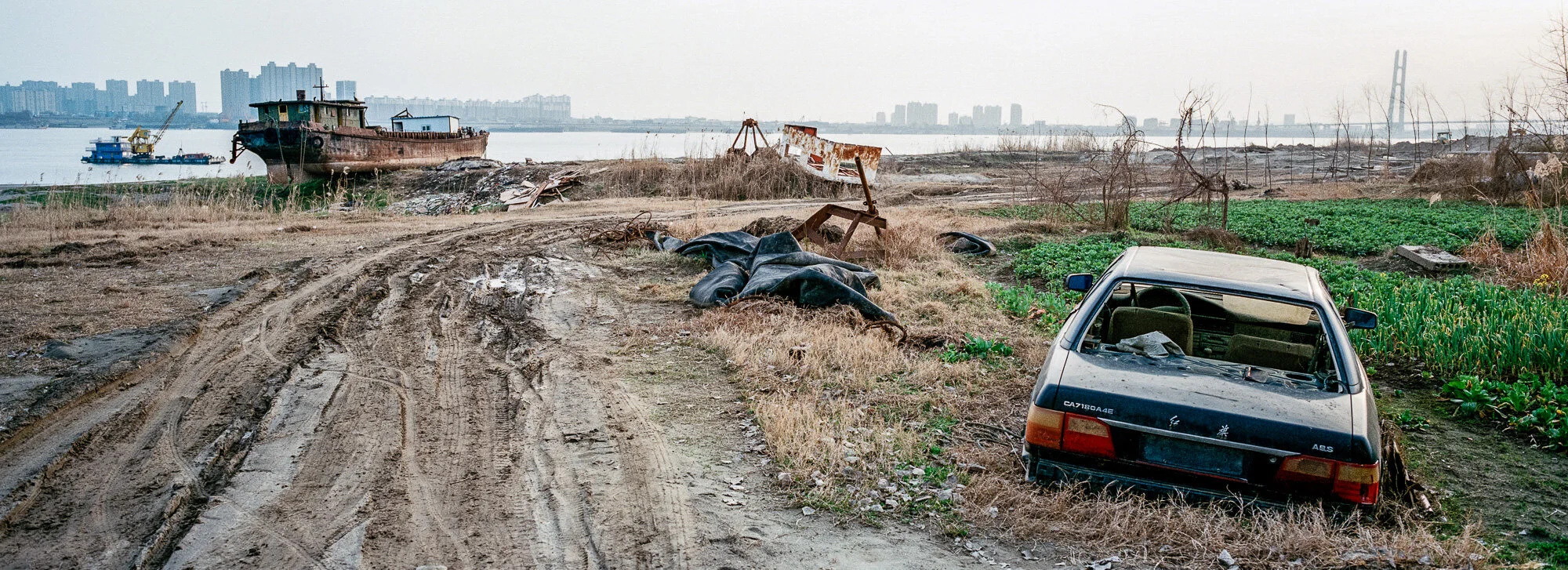  February 24, 2018, Xiaoxhizhen, Hubei Province, across the river from Jiujiang in Jiangxi Province, which has a deeper channel and much greater wealth because of it. 