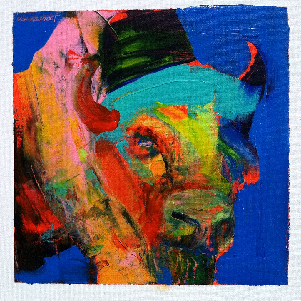     Bison #10, acrylic on canvas, 12x12 inches, 2015 