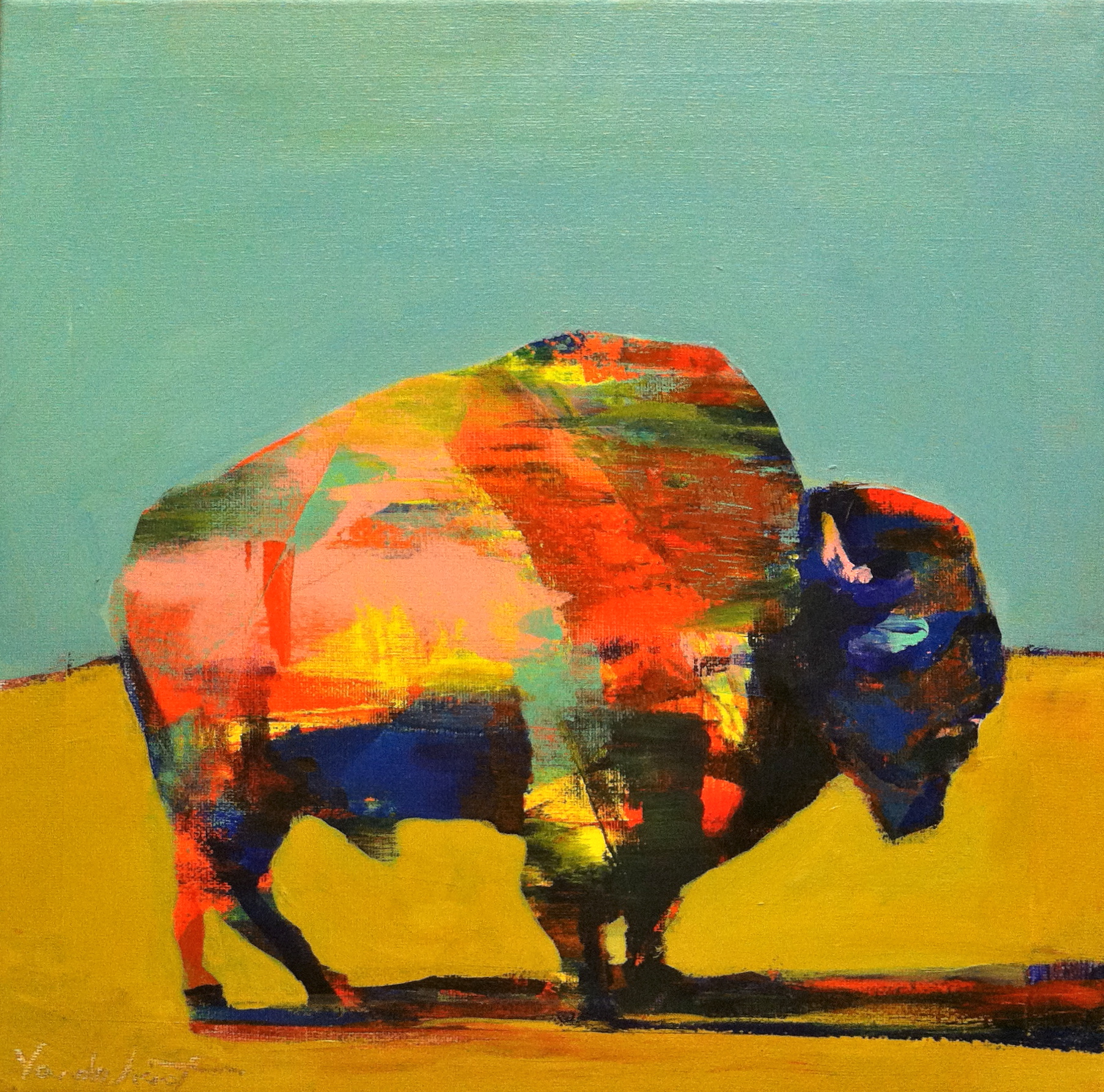  Bison #1, acrylic on canvas, 12x12 inches, 2015 