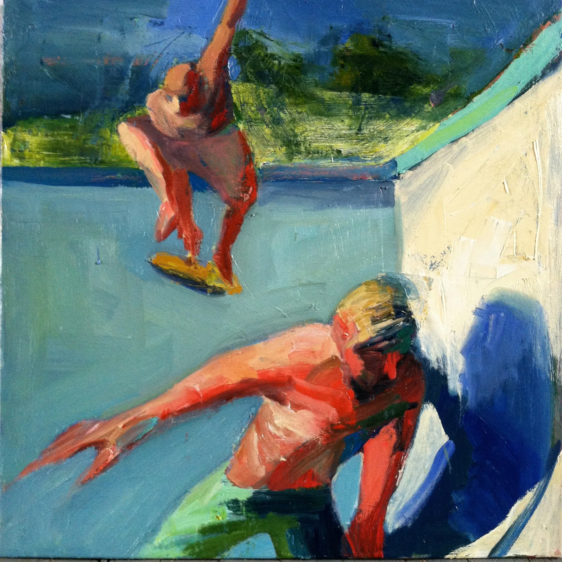 Dropping in, oil on canvas, 30x30 inches, 2016
