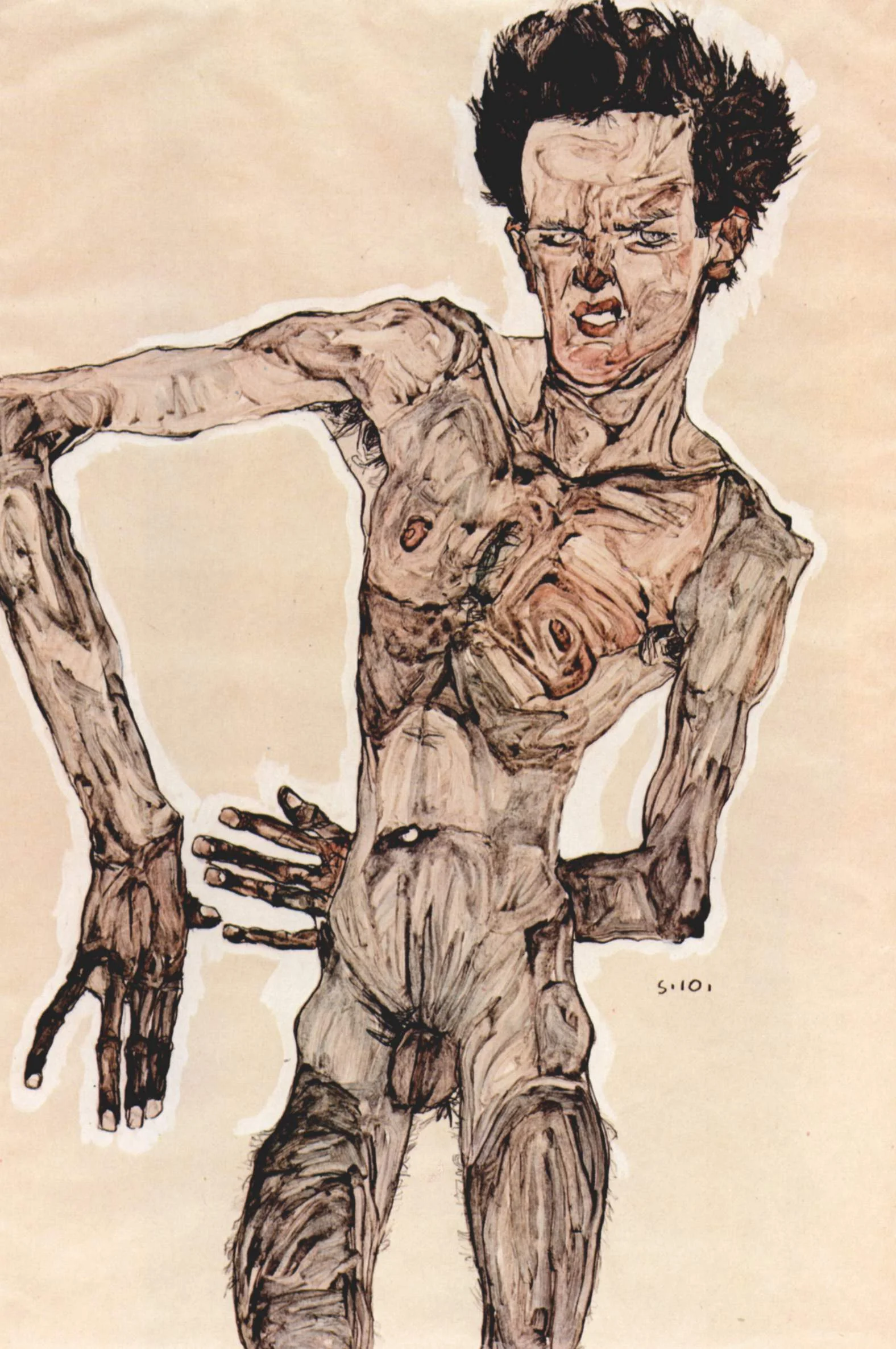 Egon Schiele — Autoportrait, 1910.