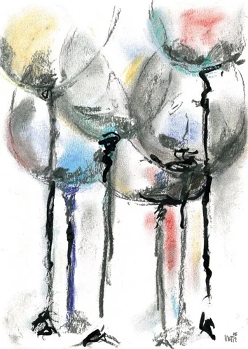 festivity - pastels with ink