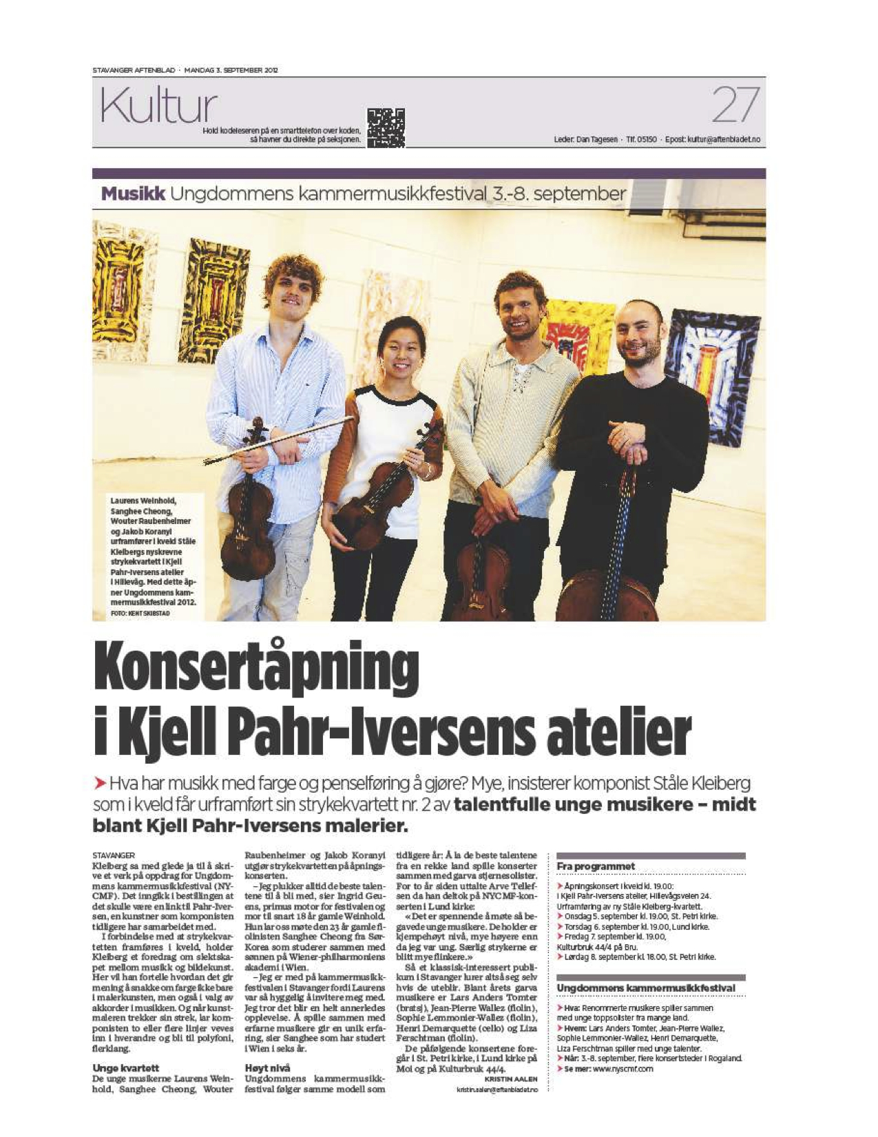Aftenblad, September 3rd 2012