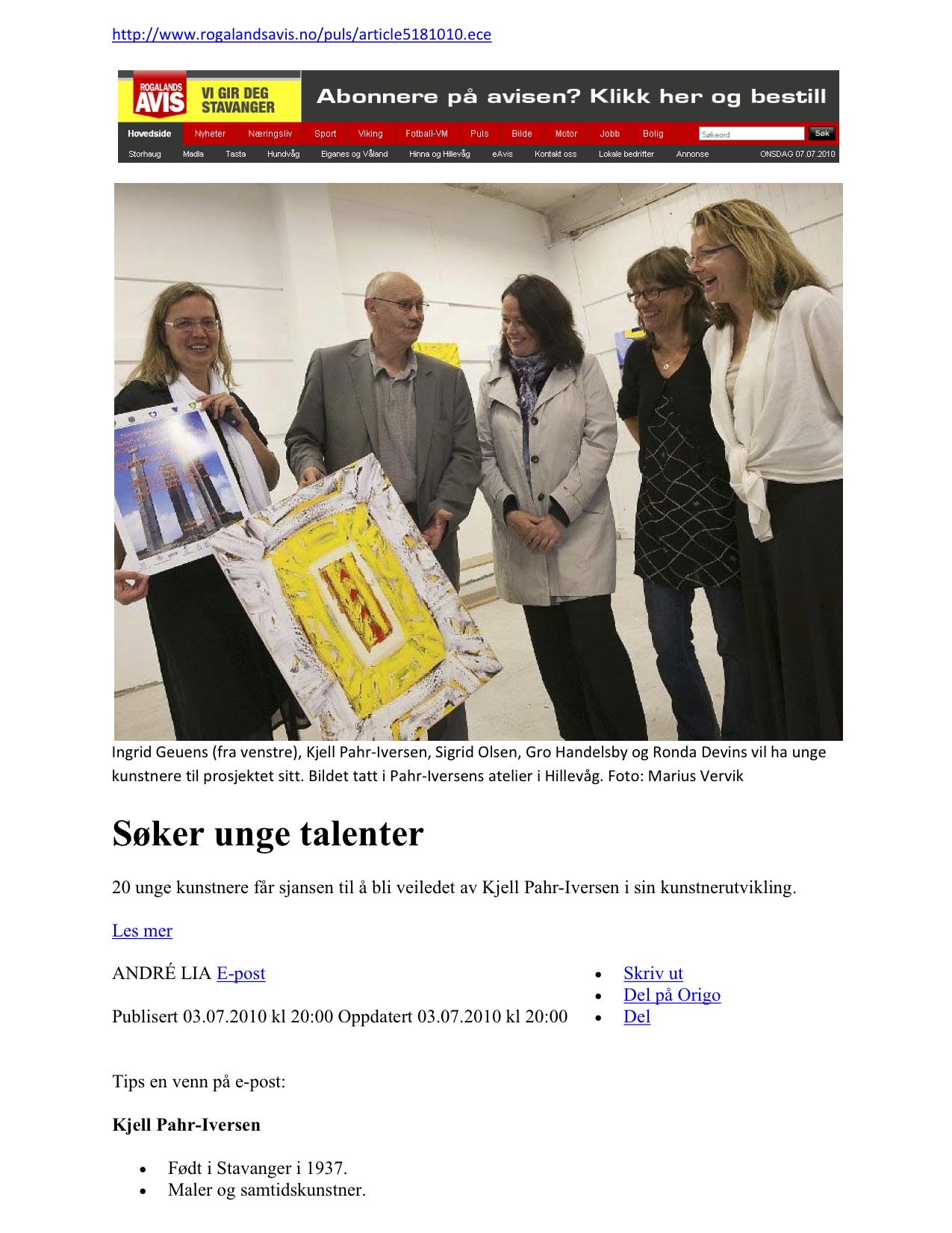 Rogaland AVIS - 3. July 2010