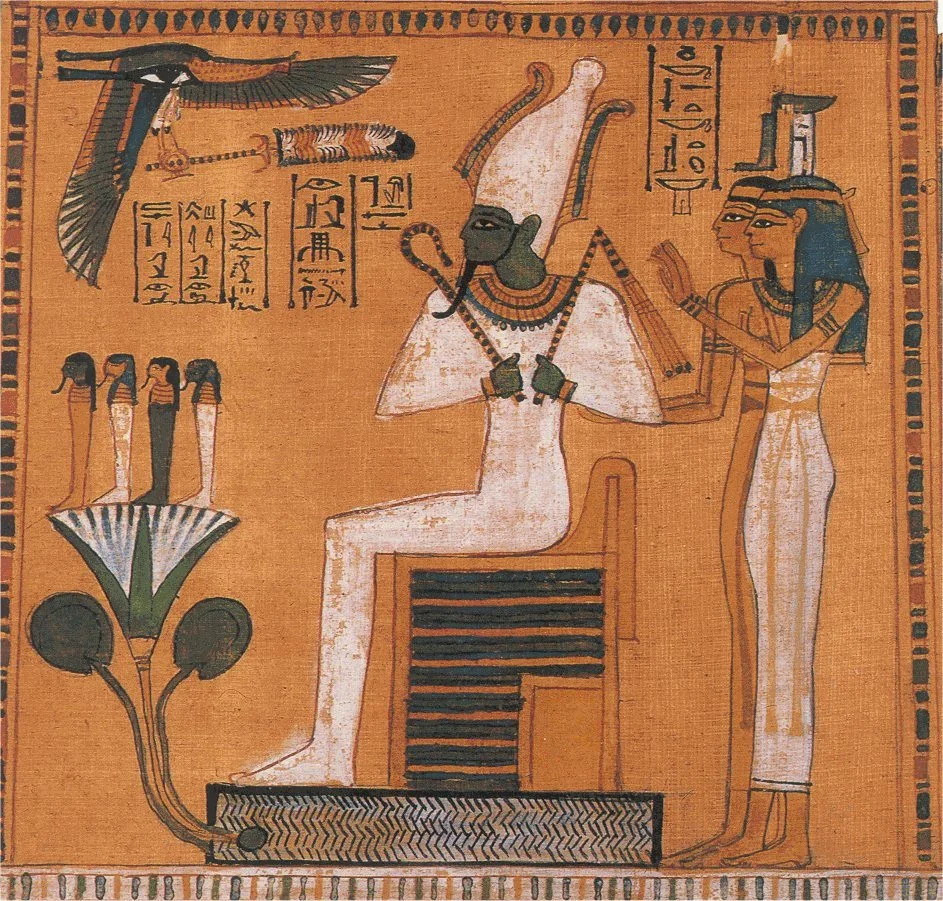 Fig. 6.4 Osiris attended by Isis and Nepthys.jpg