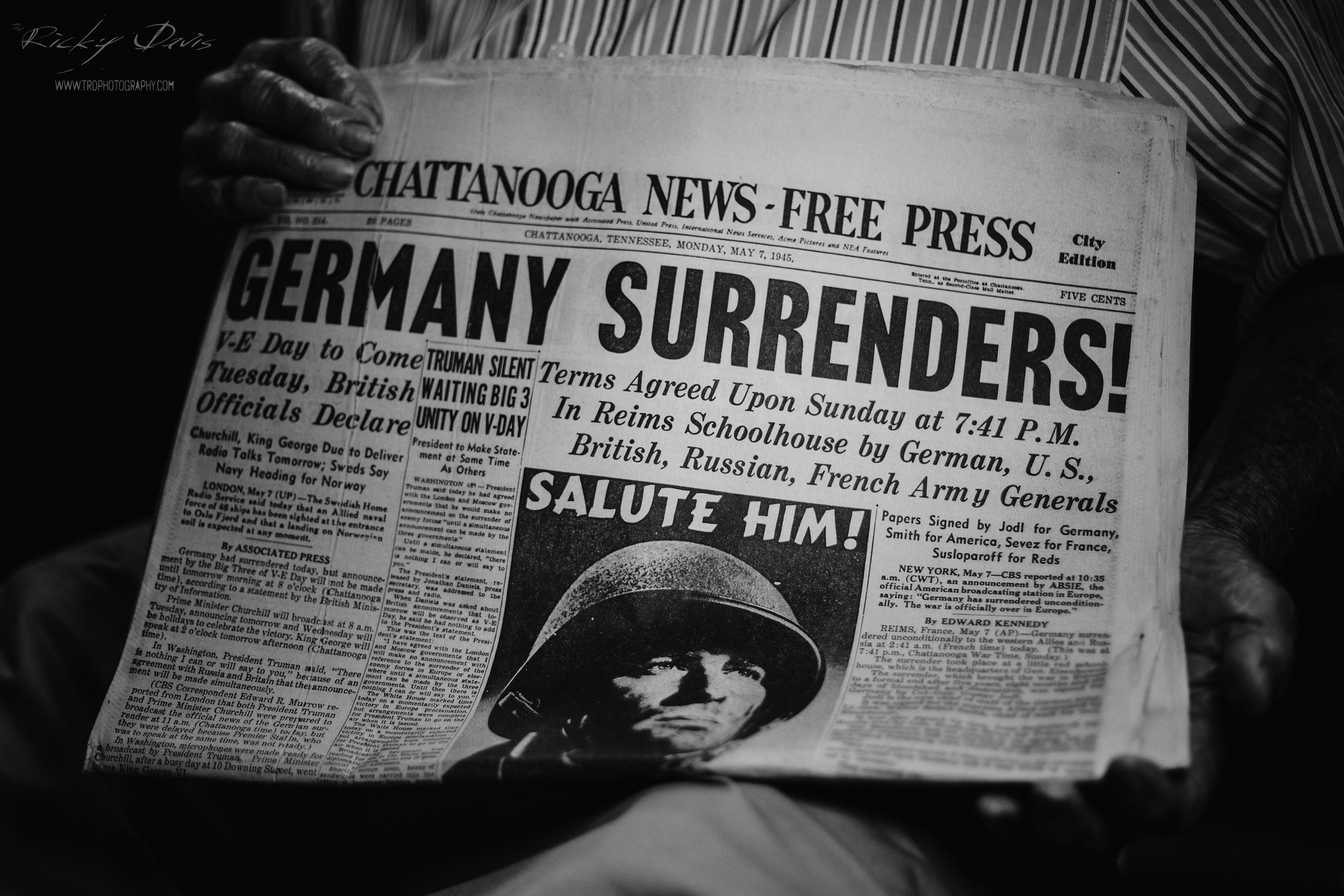 Original Paper from 1945 of the Chattanooga Free Press - Photo by Ricky Davis of TRD Photography - Canon 6D 