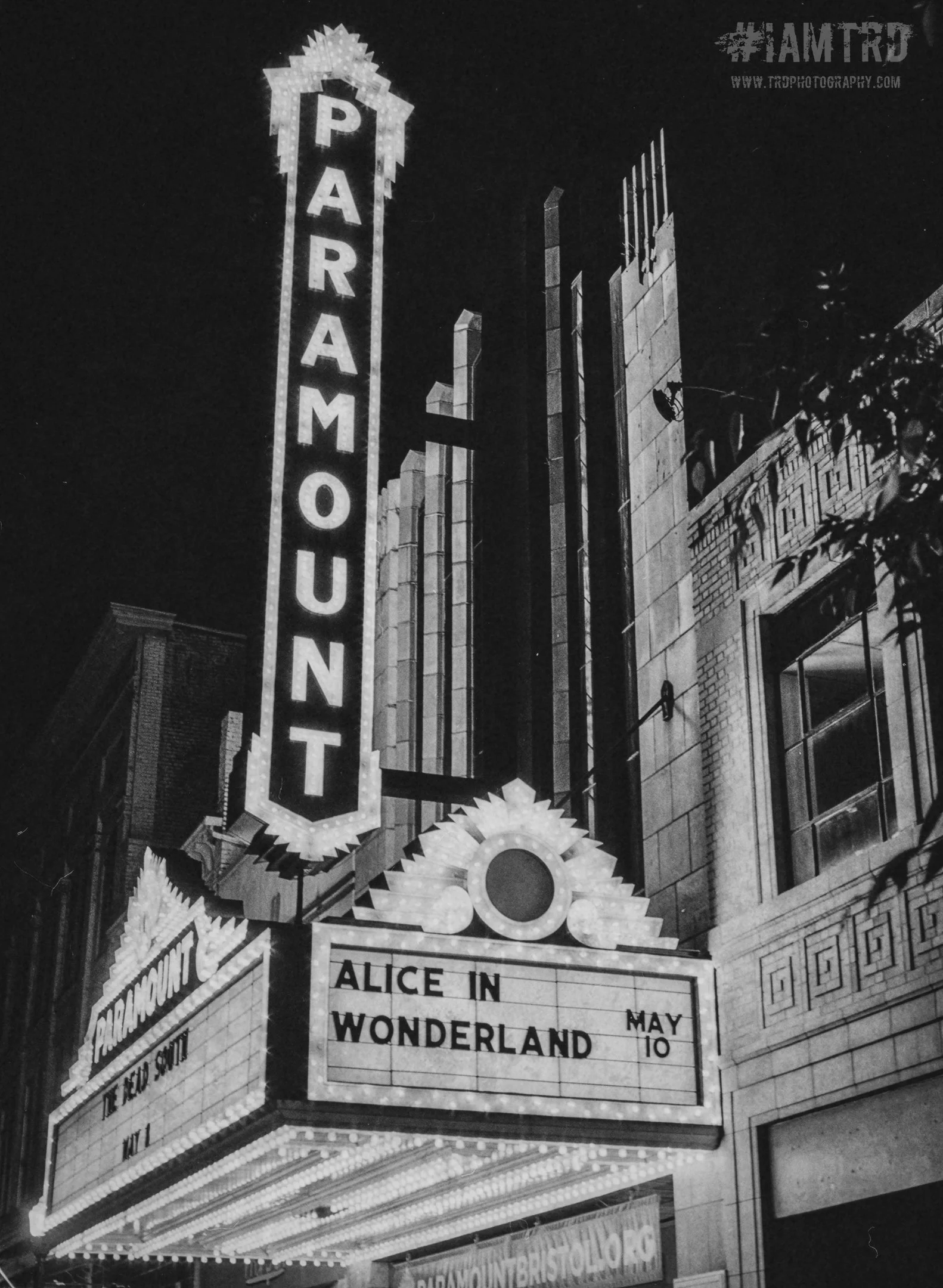 The Paramount - Bristol, Tennessee 
Kodak Tri X Film Photography 
Photographer Ricky Davis of TRD Photography
