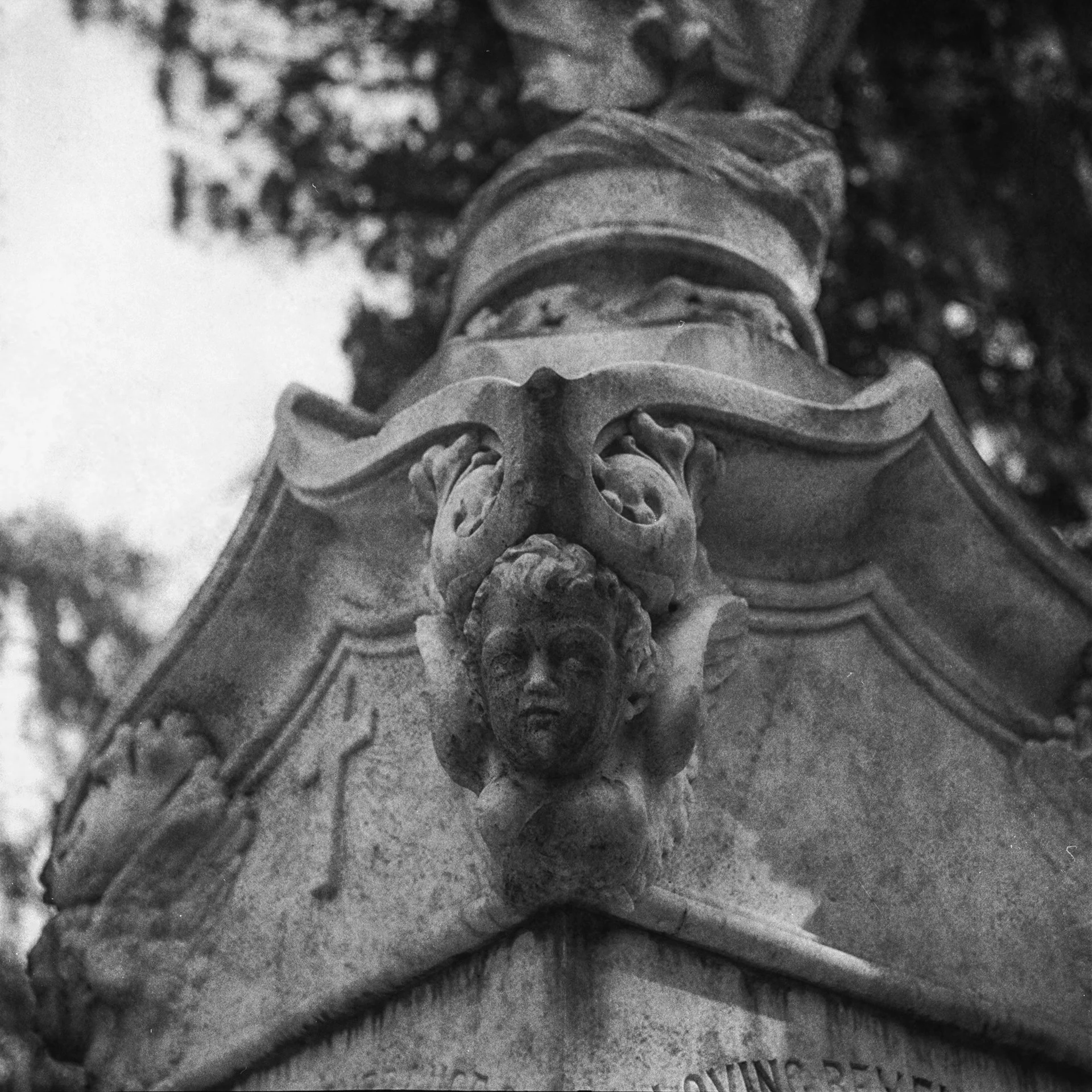 Black and White Film photography of Bonaventure Cemetery in Savannah, GA. Cemetery photography by photographer Ricky Davis of TRD Photography from Chattanooga, TN. Southern Gothic Photography