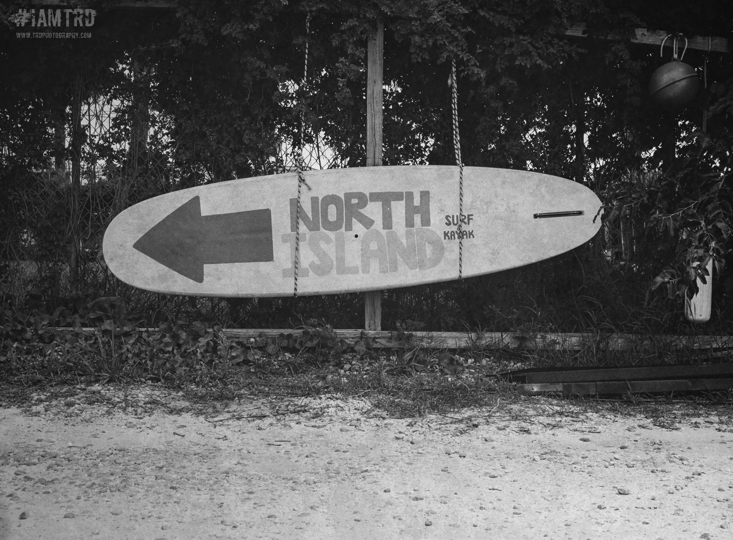 North Island Sign on Surfboard - Tybee Island, Georgia
Kodak Tri X Film Photography 
Photographer Ricky Davis of TRD Photography
