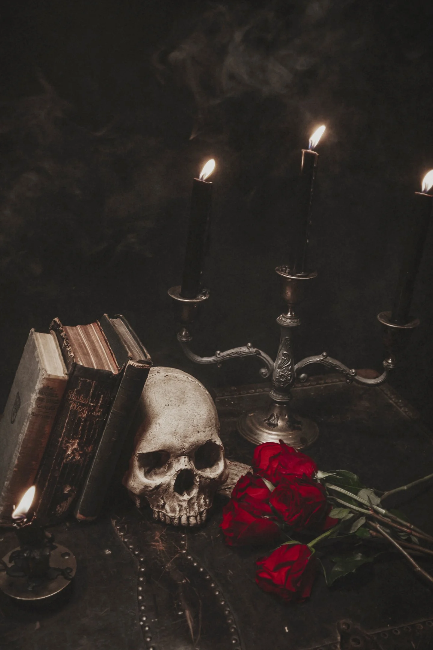 Gothic Still Life photography of a skull, candles - Dark Academia Still Life Photography - Dark Academia Photography - Photo by photographer Ricky Davis of TRD Photography in Chattanooga, TN
