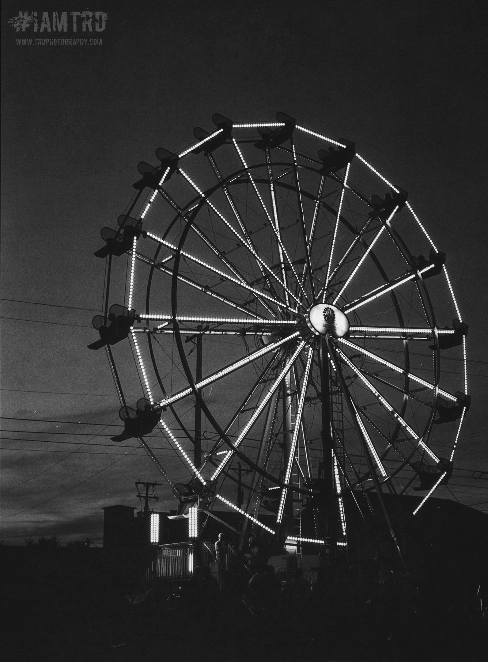 Carnival at Night - Ferris Wheel - Dayton, Tennessee 
Kodak Tri X Film Photography 
Photographer Ricky Davis of TRD Photography