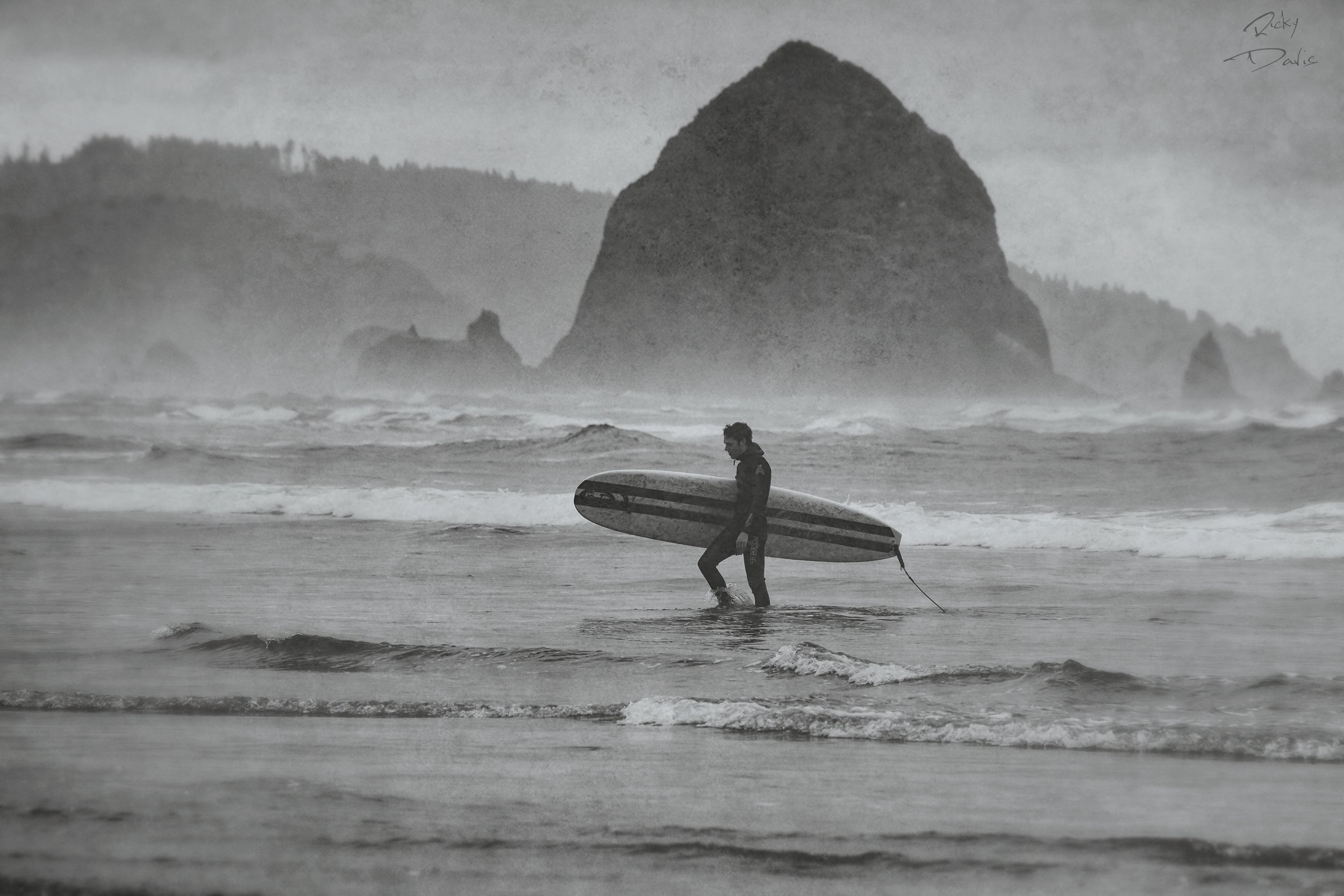 Surfer at Haystack Rock - Cannon Beach, Oregon
Photographer Ricky Davis of TRD Photography