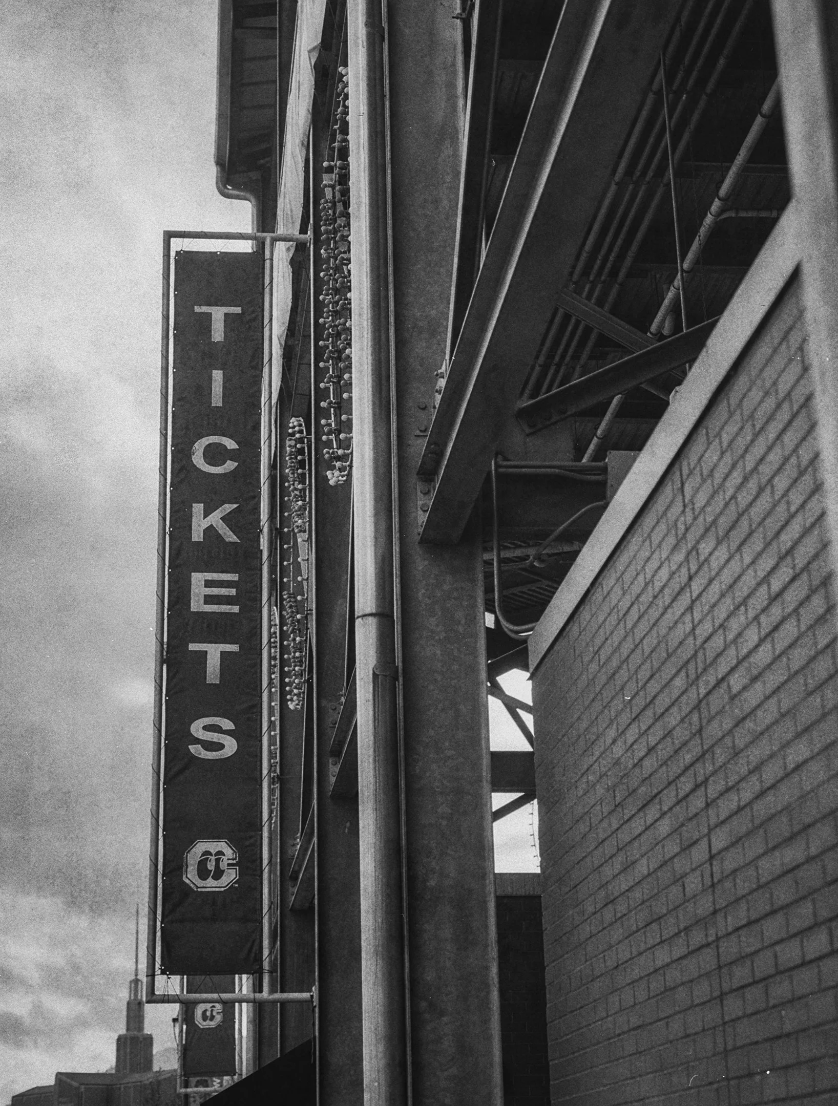 Tickets Sign outside of AT&T Field - Home of the Chattanooga Lookouts in Chattanooga, TN. B&W Kodak Tri X Film Photography - Ricky Davis of TRD Photography