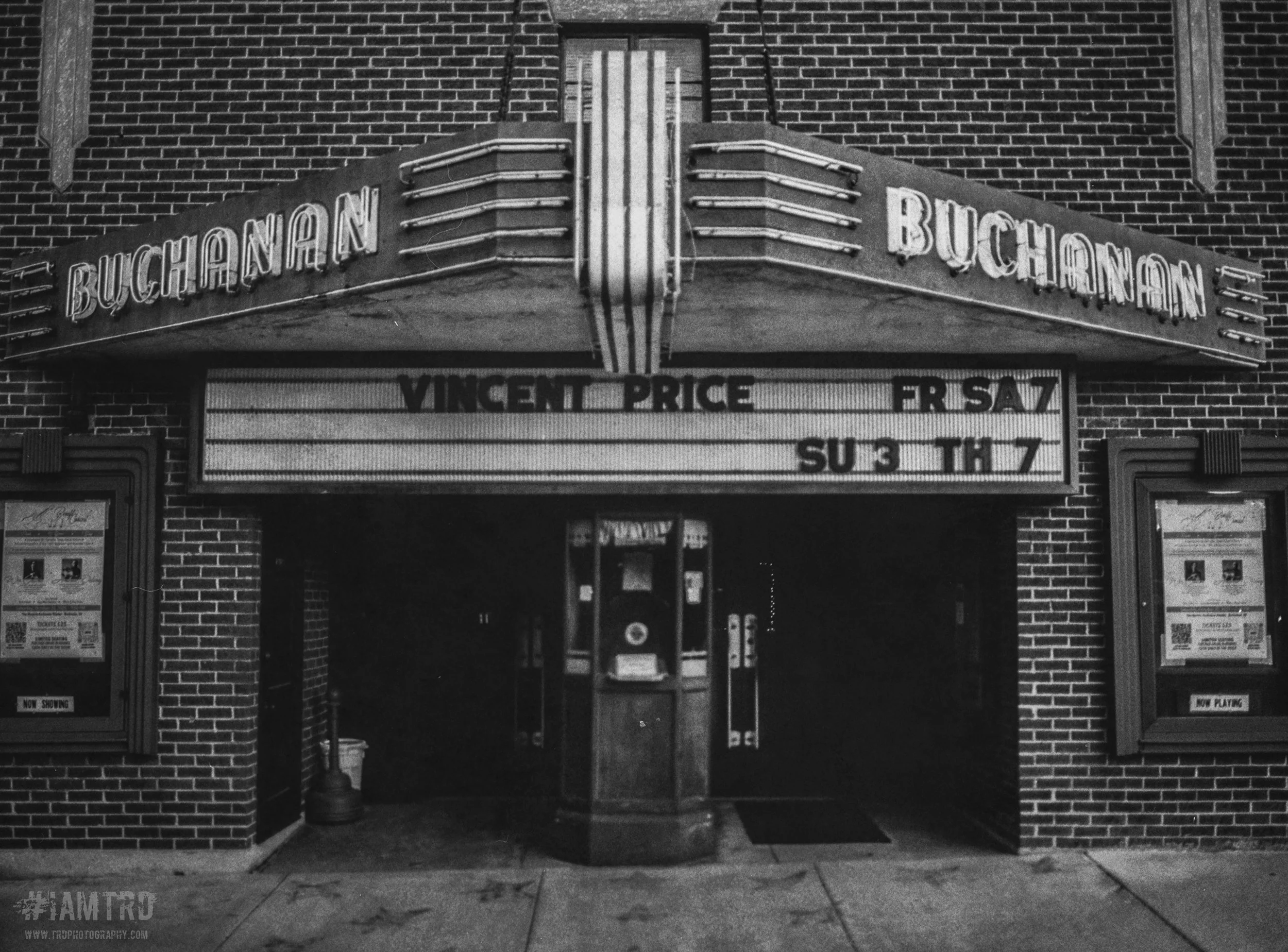 The Buchanan Theatre - Vincent Price Films
Buchanan, Virginia 
Kodak Tri X Film Photography 
Photographer Ricky Davis of TRD Photography
