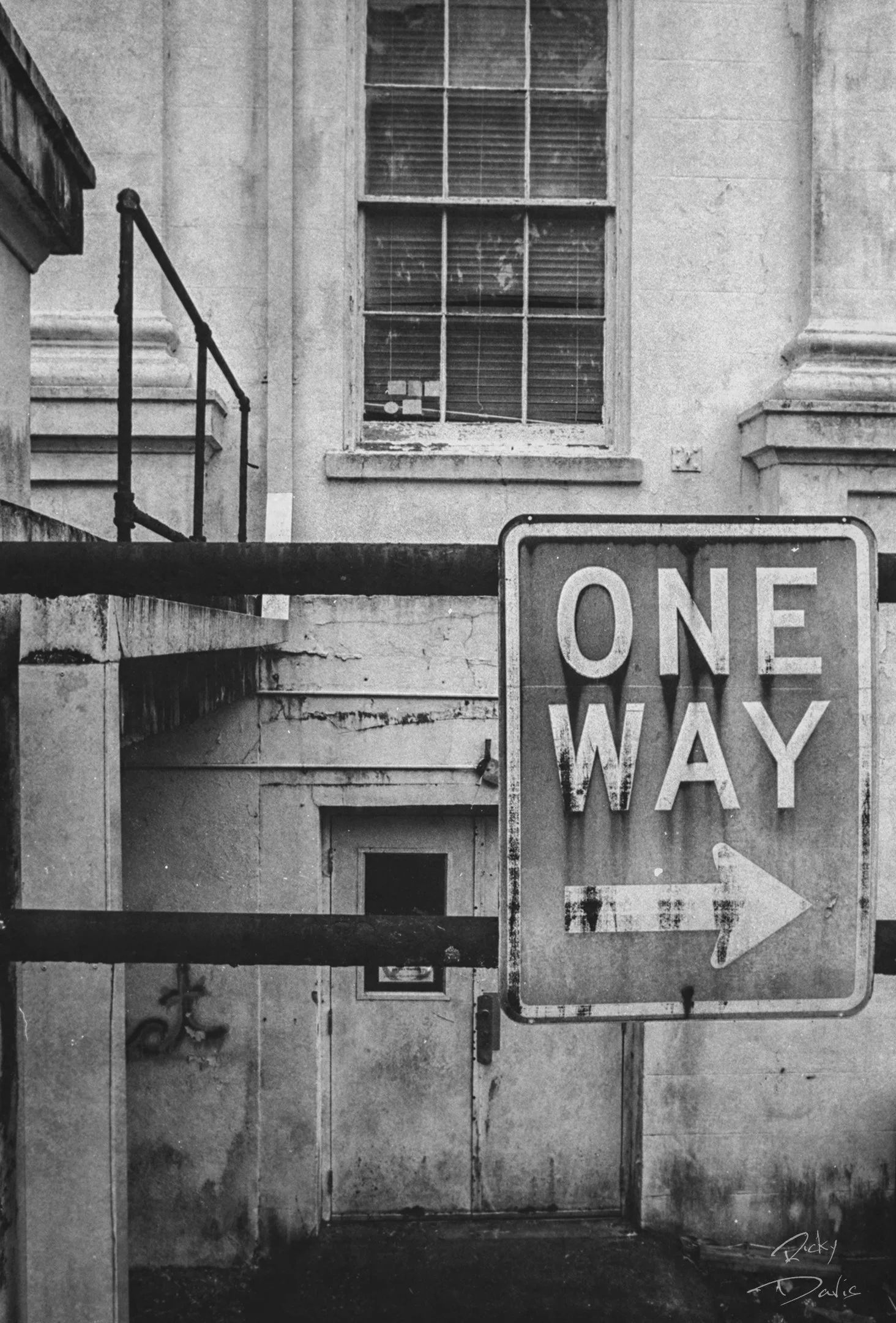 One Way Sign - Central State Hospital - Milledgeville, Georgia 
Kodak Tri X Film Photography 
Photographer Ricky Davis of TRD Photography
