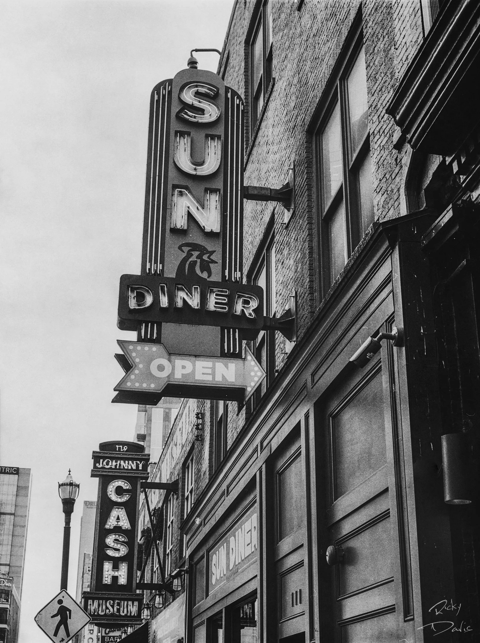 Sun Diner and Johnny Cash Museum Signs - Nashville, Tennessee 
Kodak Tri X Film Photography 
Photographer Ricky Davis of TRD Photography