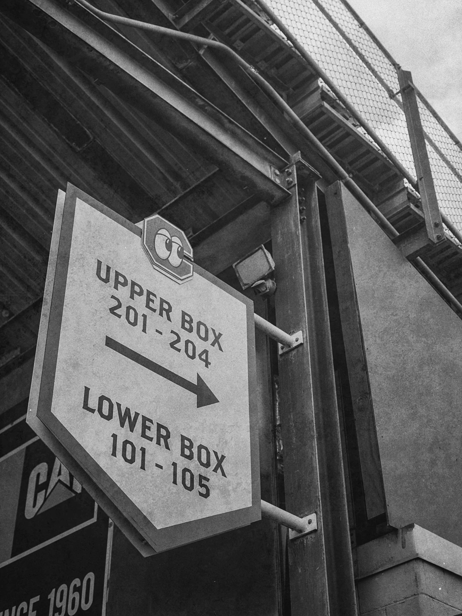 Seating Sign outside of AT&T Field - Home of the Chattanooga Lookouts in Chattanooga, TN. B&W Kodak Tri X Film Photography - Ricky Davis of TRD Photography