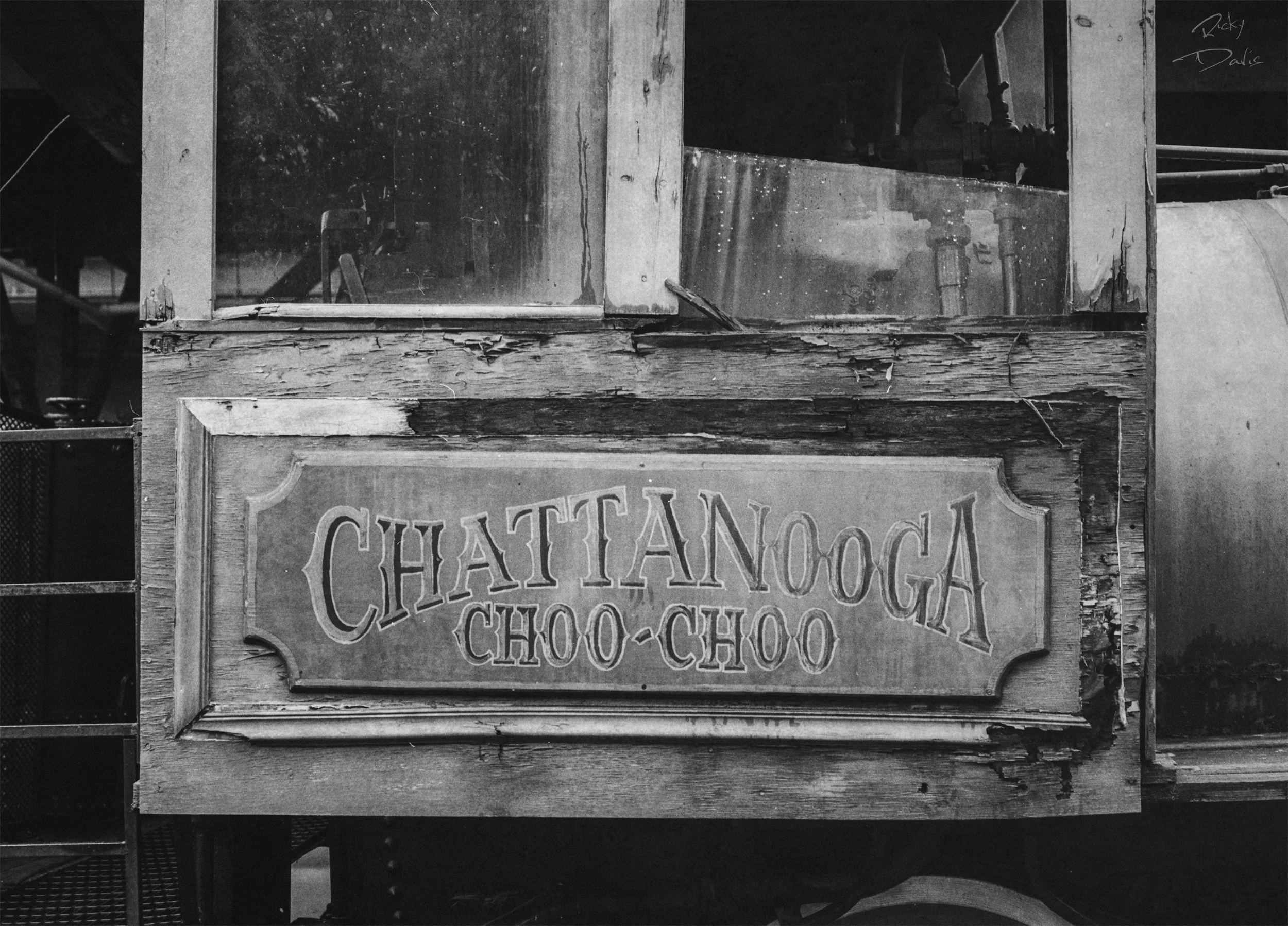 Chattanooga Choo Choo Sign on Engine - Chattanooga, Tennessee 
Kodak Tri X Film Photography 
Photographer Ricky Davis of TRD Photography