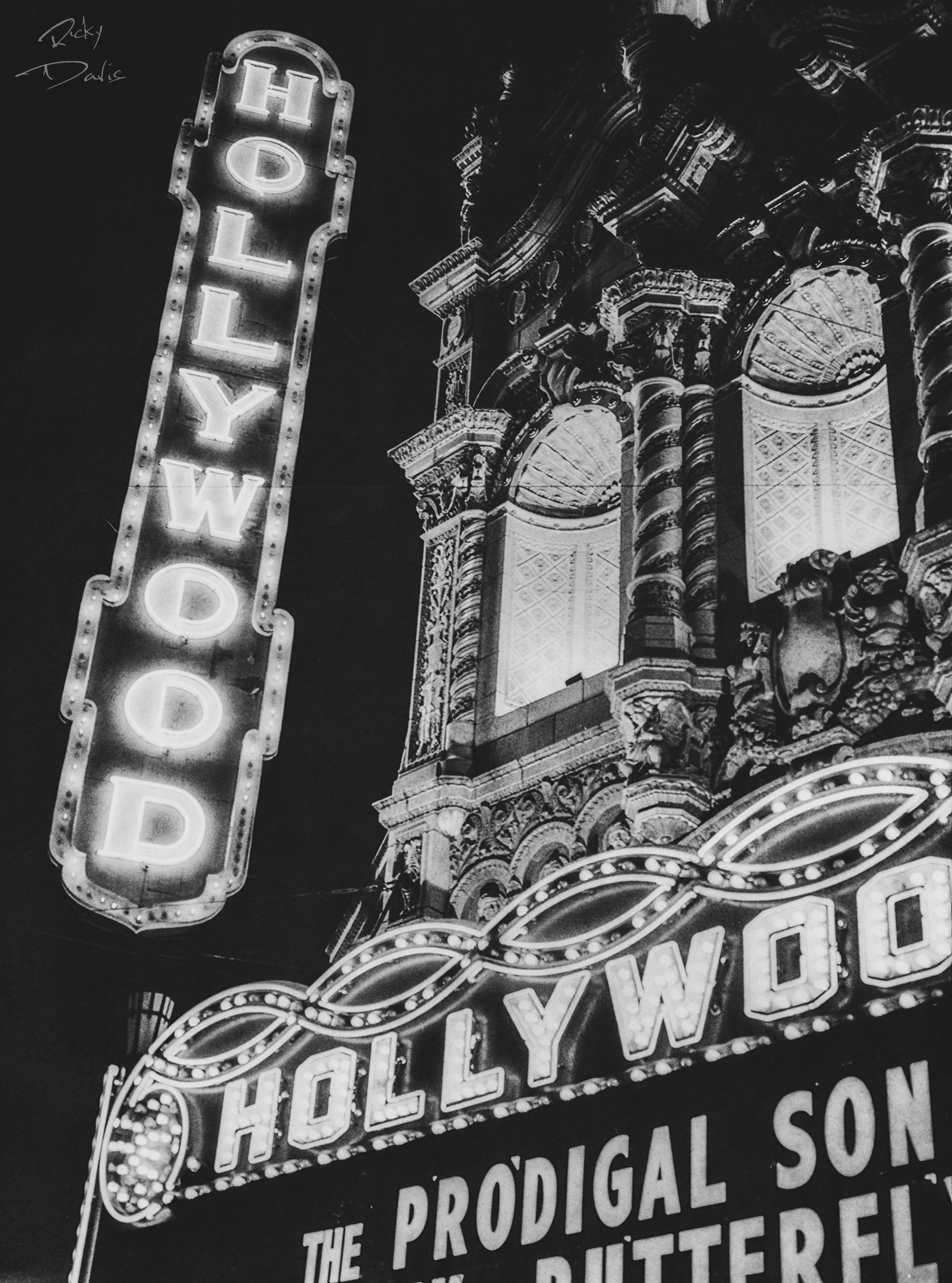 Hollywood Theatre lit up at night - Portland, Oregon
Kodak Tri X Film Photography
Photographer Ricky Davis of TRD Photography